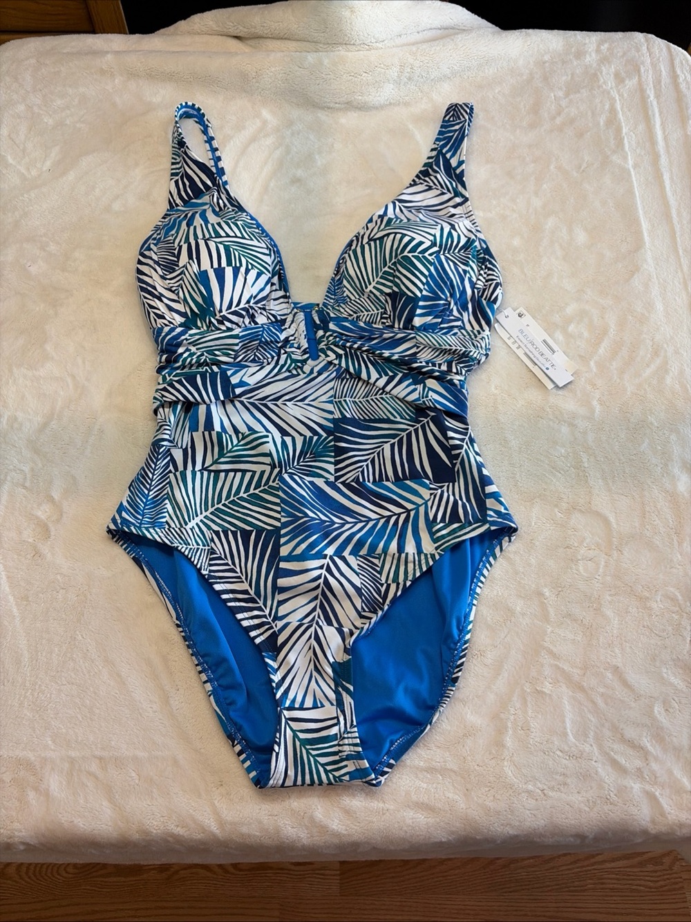 Bleu Rod Beattie Kore Shirred Bandeau One Piece Swimsuit Blue Size 10 (New $129)